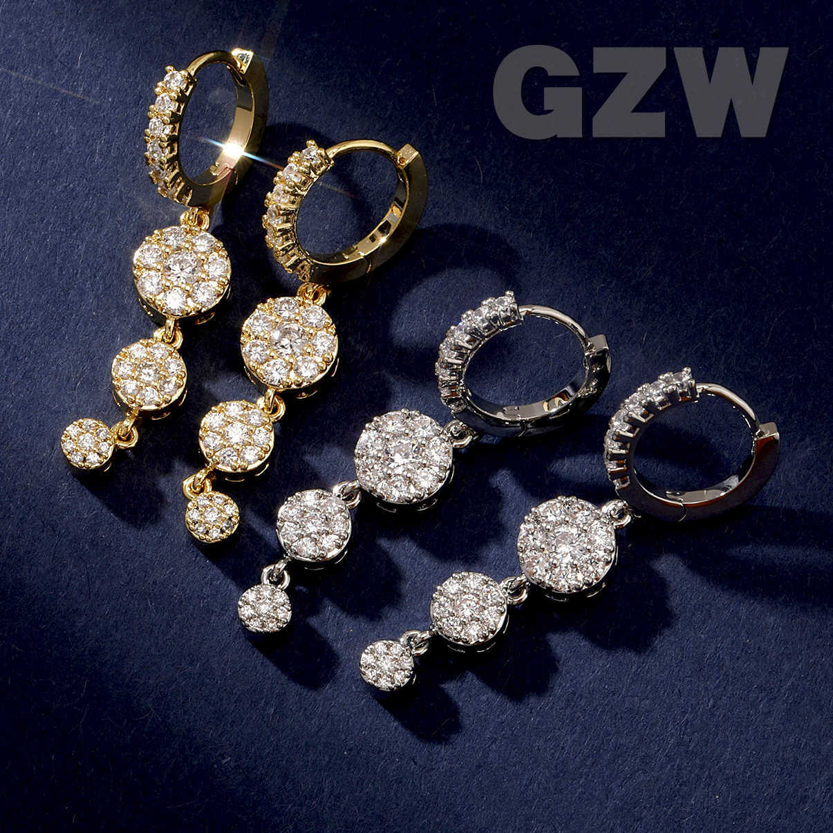 GZW Live Full Diamond Drip Tassel Earrings for Men and Women Simple Earrings Personalized Accessories for Stars Same Style