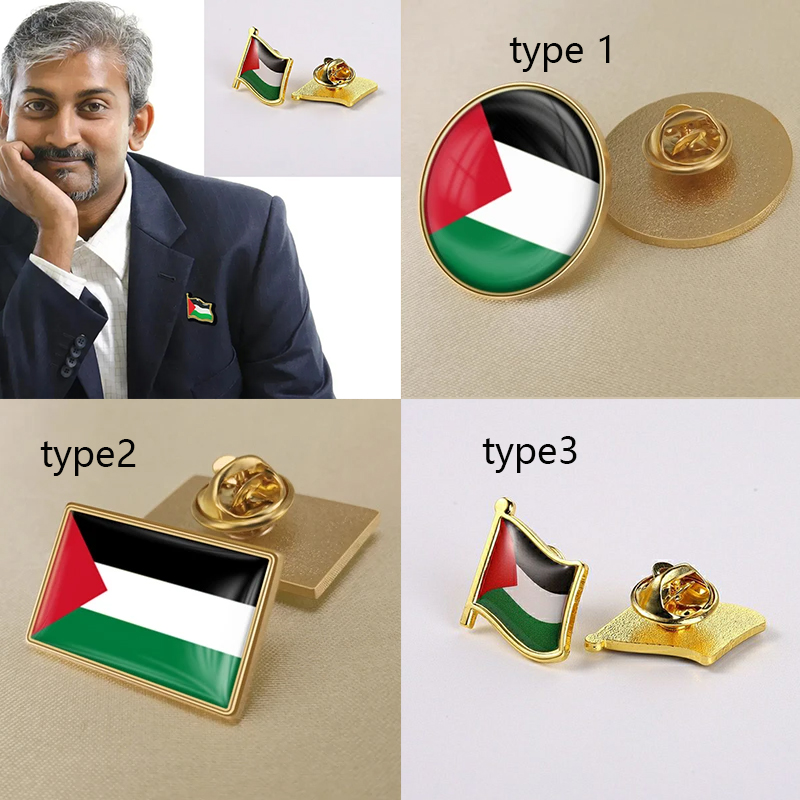 Palestine Flag Pin Brooch National Emblem Flag Badge Lapel Pins Palestine Metal Lapel Pin Country Badges