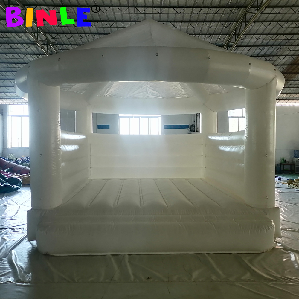 White Bounce House Wedding Bouncy Castle Inflatable Bouncer With Round Roof Event Party Tent Air Combo For Kids Adults Rental