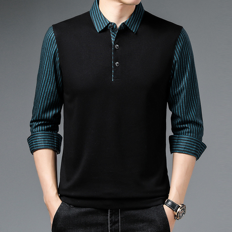 Men's Polos High End Stripe Polo T-shirts for Men Clothing Camisetas Masculina Tops Ropa Playeras Hombre Roupas Masculinas Long Sleeve Tees 23041