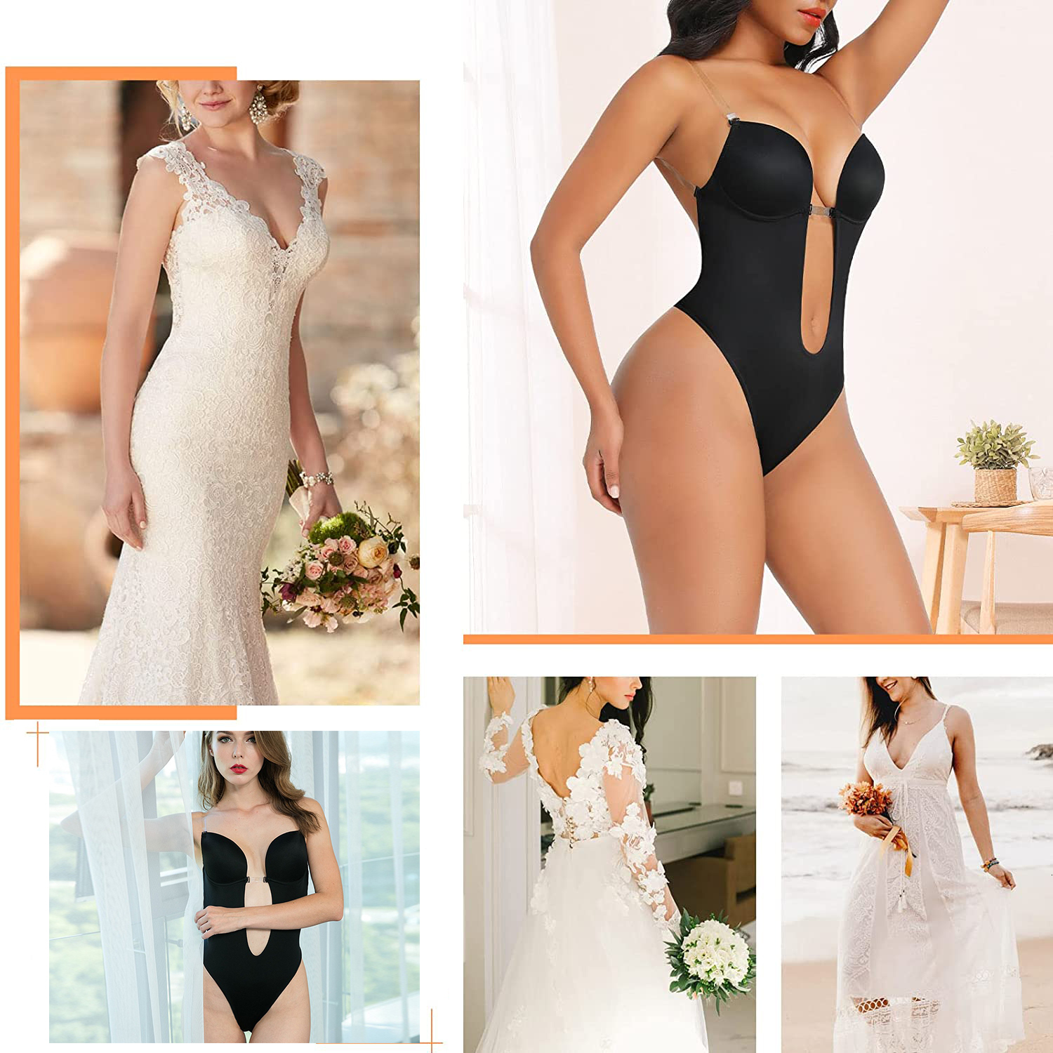 Waist Tummy Shaper Invisible Bra Sexy Bodysuit Corset Backless Deep VNeck U Plunge Thong Trainer Clear Strap Padded Push Up Shapewear 230417