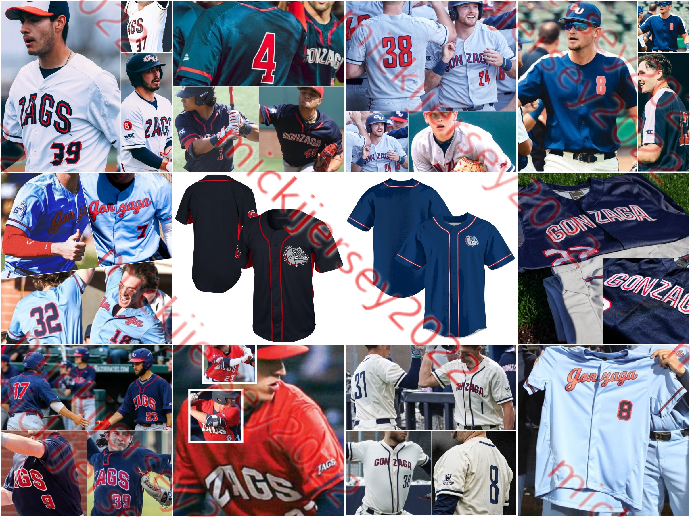 Marco Gonzales GonzagaBulldogs Baseball Jersey Eli Morgan Brandon Bailey Connor Coballes Enzo Apodaca Brian Kalmer Custom Mens Stitched ZAGS Gonzaga Jerseys