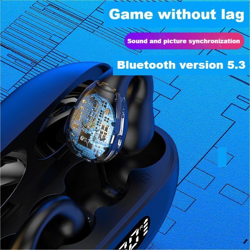 TWS Bluetooth headset Clip-on ears Wireless Earphone Fingerprint control R15 Built-in Microphone LED display High quality Headphone Sport Earphone Mus