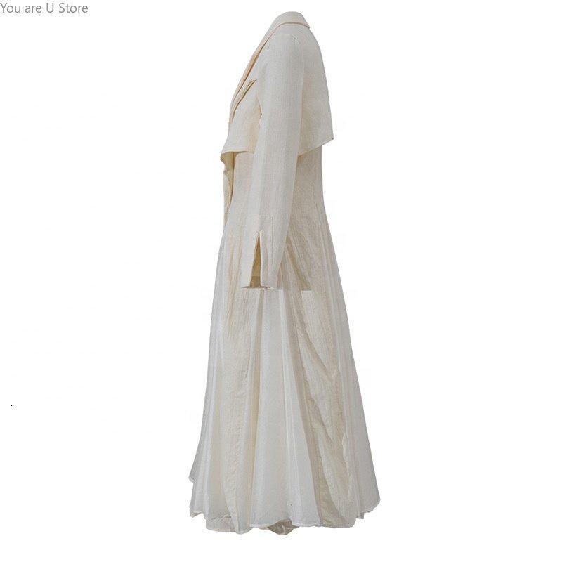 Women's Jackets s Jacquard Linen Cotton Dress Elegant Loose Pleated Long Maxi Casual Dresse 230417