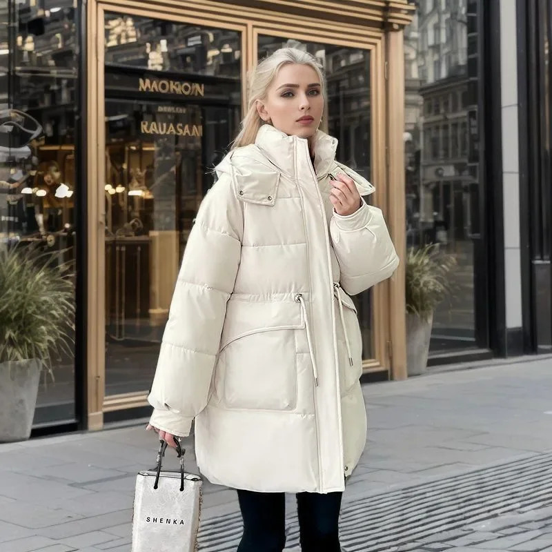 Women's Down Parkas Autumn Winter Ladies Loose Jackets Casual Simple Solid Hooded Zipper Pockets Windproof and Warm Female Coats 231117