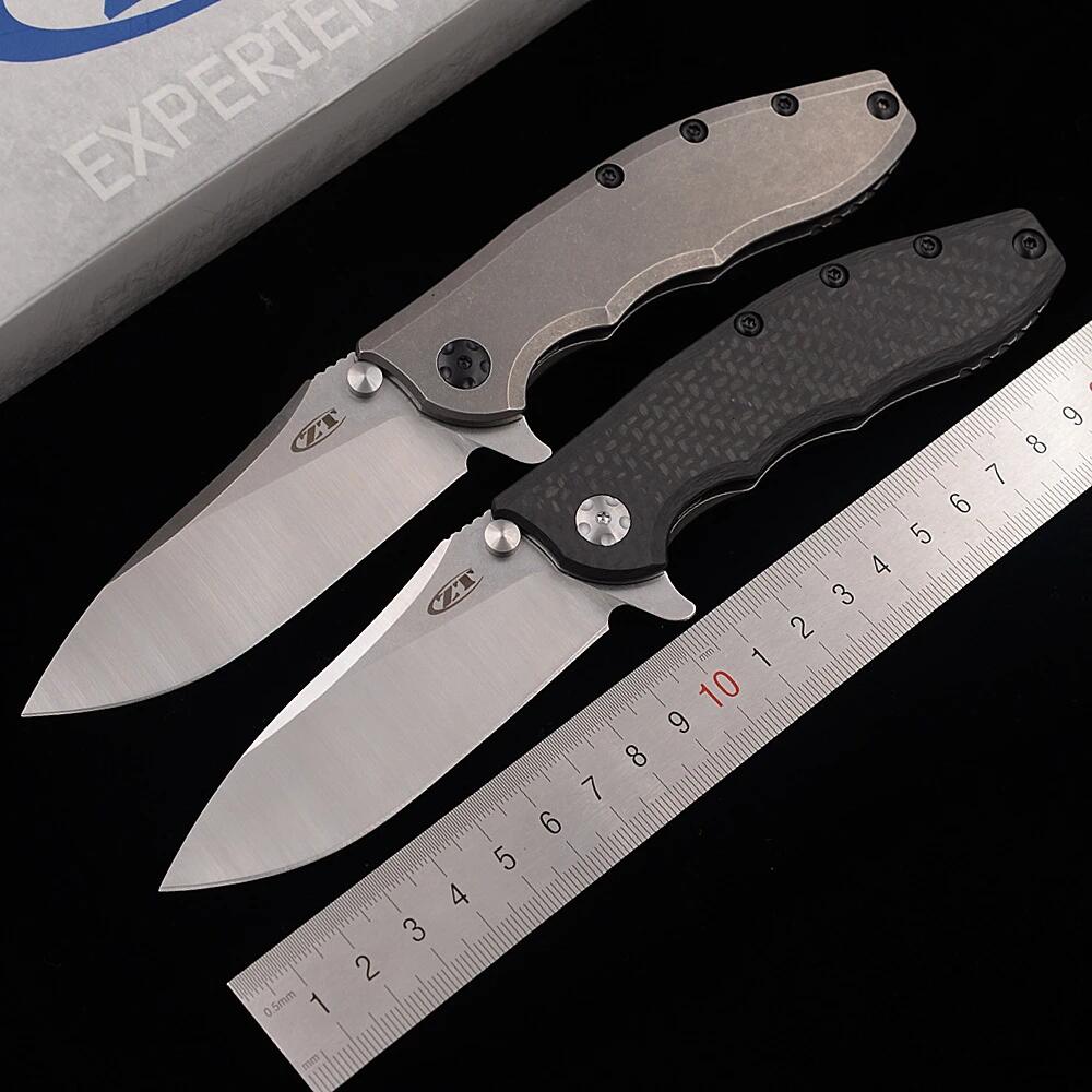 JUFULE Hinderer 0562CF/0562TI Flipper Knife 3.5" CPM-20CV Blade Carbon Fiber /Titanium Handle Outdoor Camping Hunting Folding ZT0562 0562 Knives