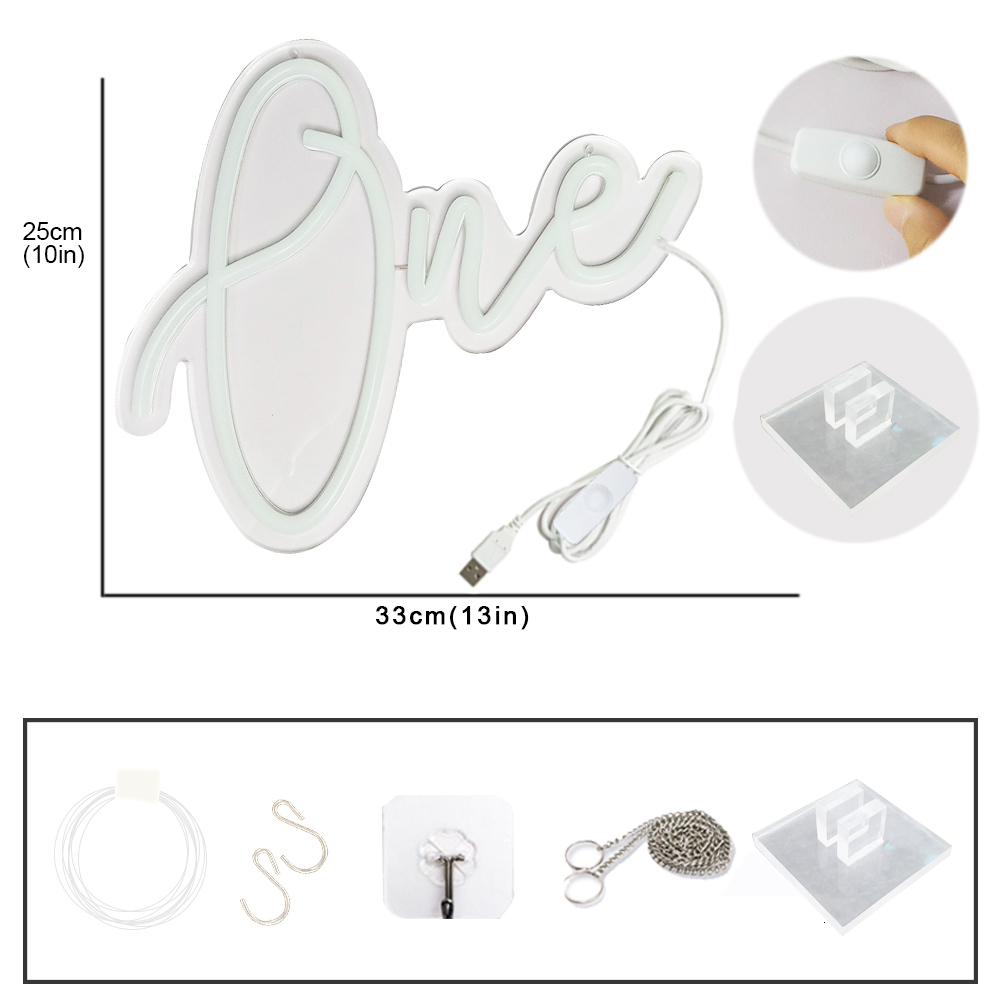 Lamps Shades Neon Sign One LED Lights For Desk Decor Letters Ornament For Baby Birthday Party Day Gift Personalized Decor 5V With Dimmer Base 230418