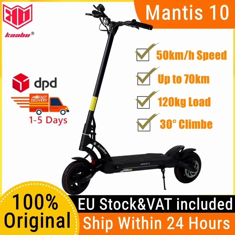EU Stock Original V2 Version Kaabo Mantis 10 48V 18.2AH Smart Electric Kick Scooter 50km/h Fast Speed 800w Dual Brake Shock KickScooter Inclusive Of VAT
EU Stock Original V2 Version Kaabo Mantis 10 48V 18.2AH Smart Electric Kick Scooter 50km/h Fast Speed 800w Dual Brake Shock KickScooter Inclusive Of VAT