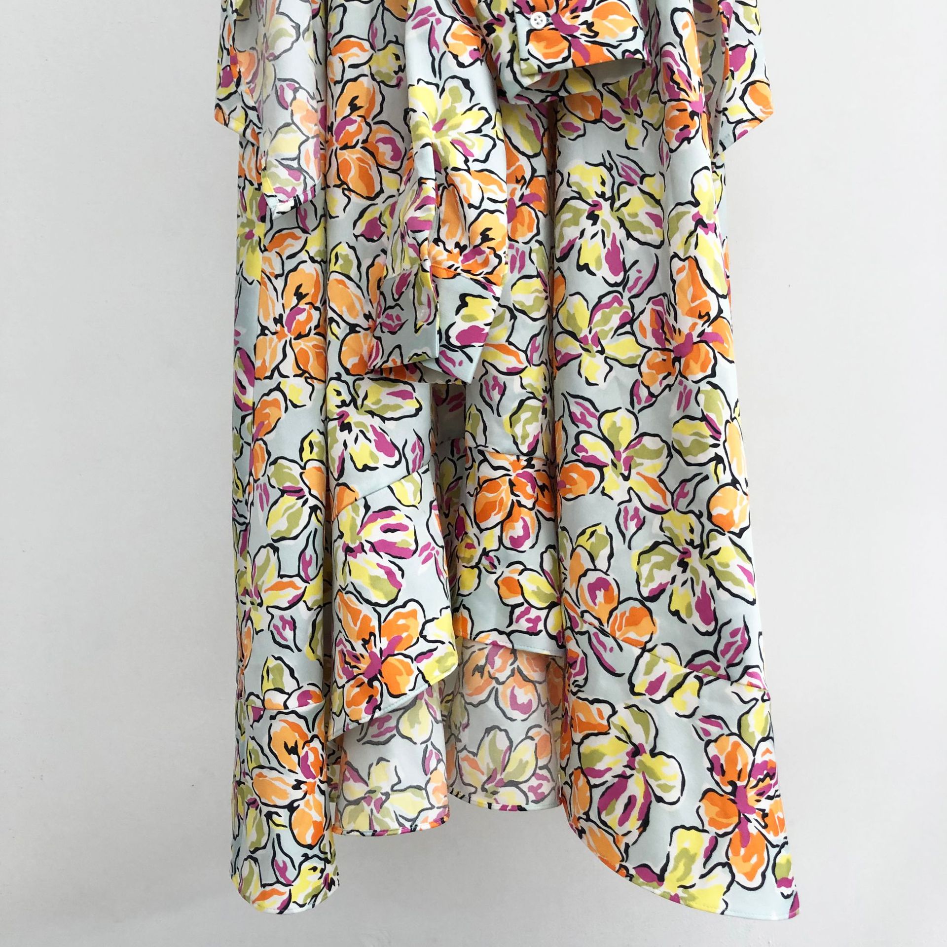 Casual Dresses Maje Floral Printed Two-Piece High Waisted Short Sleeves Dress for Women-size-s-L