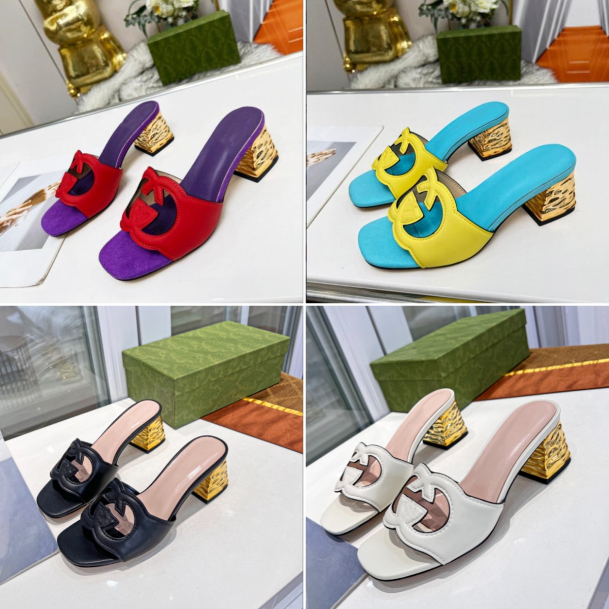 Fashion Women's Colorful Gold Thick Heel Sandals Double Letter Hollow out Slippers Beach Party Jelly Python Crocodile Ostrich Pattern Size 35-43
Fashion Women's Colorful Gold Thick Heel Sandals Double Letter Hollow out Slippers Beach Party Jelly Python Crocodile Ostrich Pattern Size 35-43