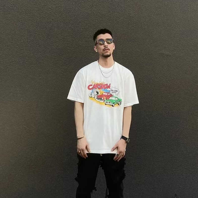 Fashion Designer Clothing Galleryes Depts Tees Tshirt American High Street Cartoon Car English Printed Rock Round Neck Short Sleeve T-shirt Hip hop Streetwear, Creamy-white 
Fashion Designer Clothing Galleryes Depts Tees Tshirt American High Street Cartoon Car English Printed Rock Round Neck Short Sleeve T-shirt Hip hop Streetwear, Creamy-white