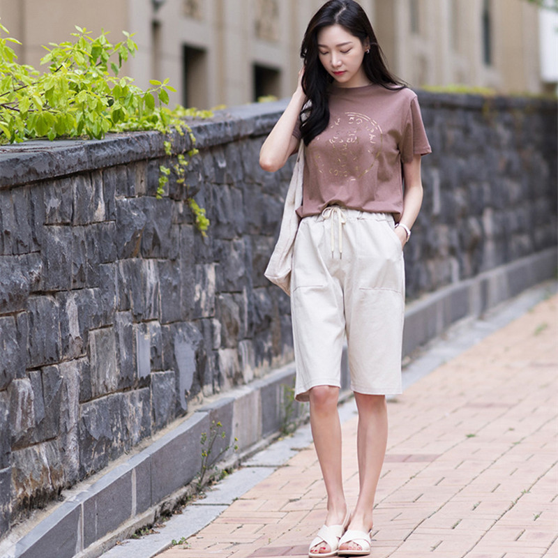 Women's Shorts Women Summer bermuda Shorts Cotton Wide-legged Leisure Trousers Large Size Loose Elastic Waist With Belt shorts 6XL 7XL 8XL 230418