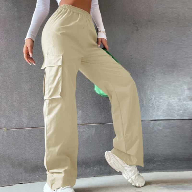 Women's Capris Women Casual Baggy Wide Leg Sweatpants Fashion Vintage Chic Solid Pocket Trousers Y2K Loose Streetwear Joggers Cargo Pants 230418 