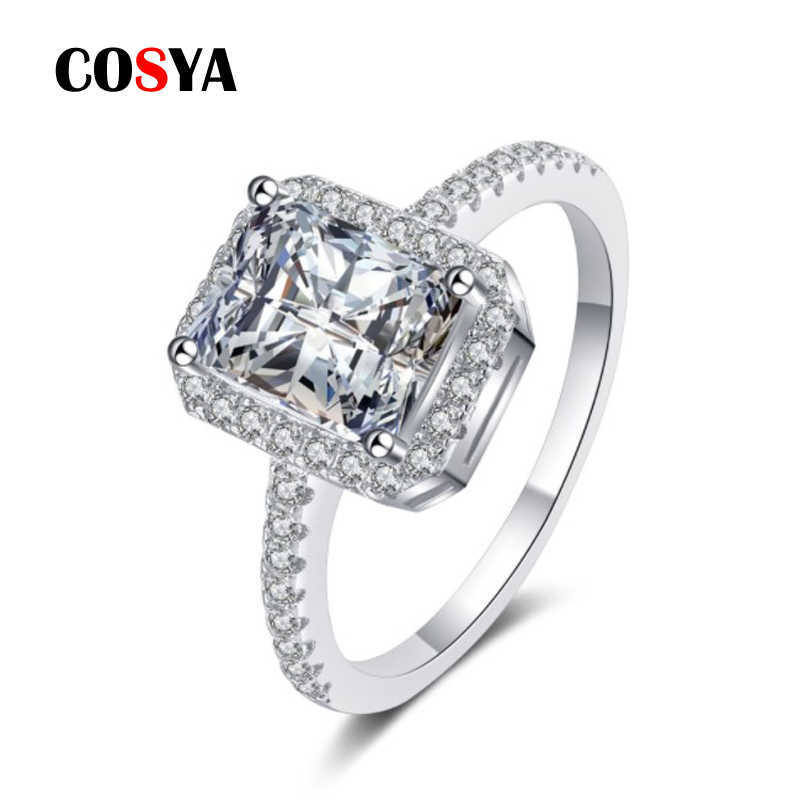 Certificated Radiant Cut Moissanite For Women 2CT Colorless VVS Dia Proposal Rings Sterg Sier Wedding Band Gifts AA230417