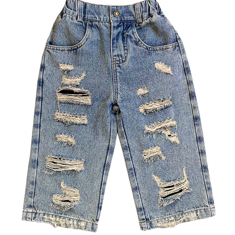 Jeans Children's wear boys' pants Spring wear children's jeans ripped pants Loose spring and autumn style 1-35 230418