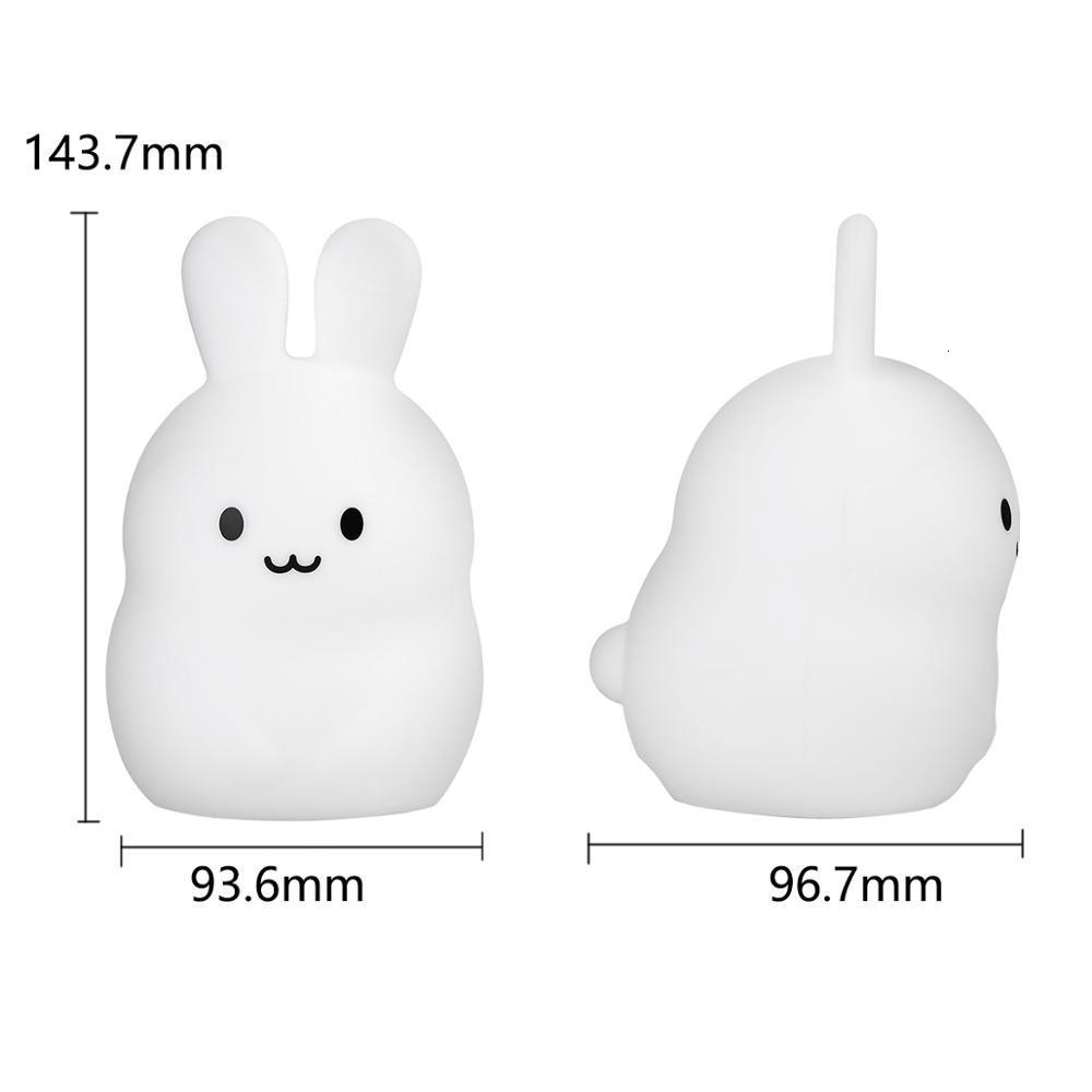 Lamps Shades Rabbit LED Night Light Touch Sensor Remote Control 9 Colors Dimmable Timer Rechargeable Silicone Bunny Lamp for Kids Baby Gift 230418