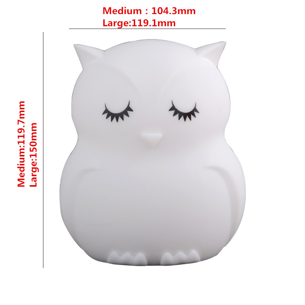 Lamps Shades Owl LED Night Light Touch Sensor Remote Control 9 Colors Dimmable Timer Rechargeable Silicone Night Lamp for Children Baby Gift 230418