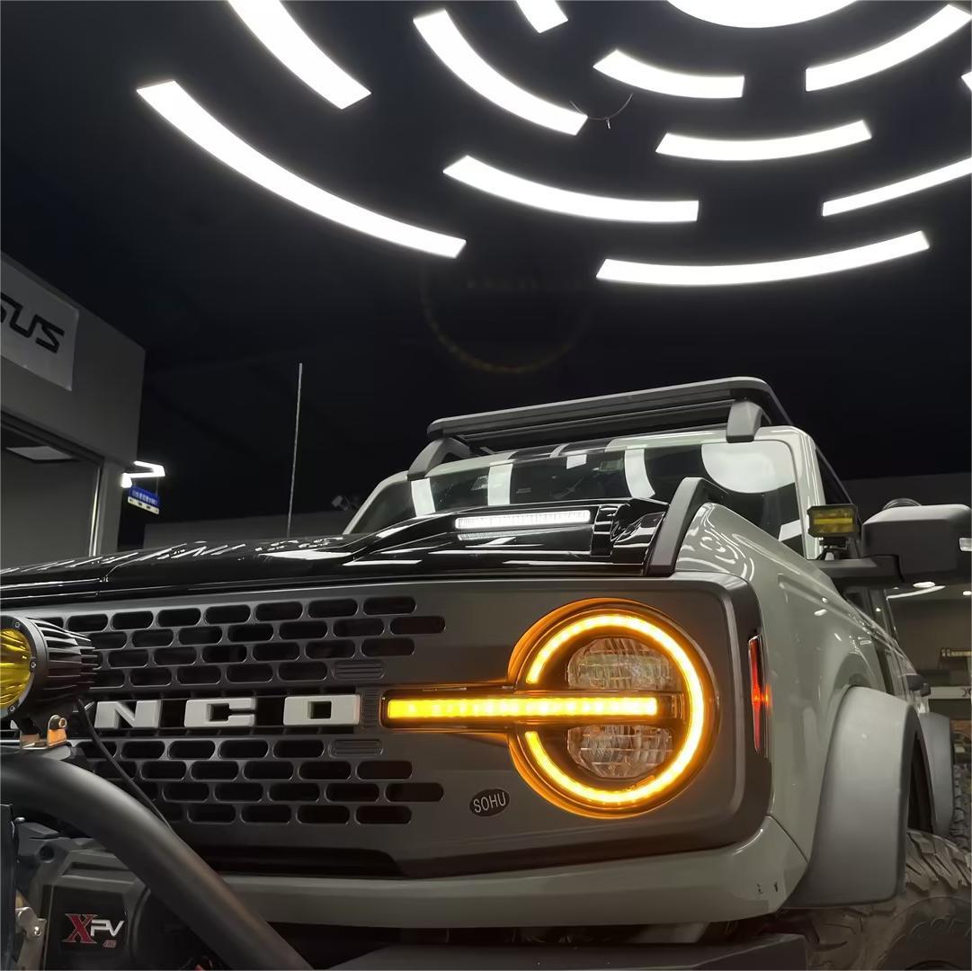 LED Headlight Bulbs for Ford Bronco Raptor 2021-2023 Daytime Running Lights Headlights High Version Assembly Upgrade