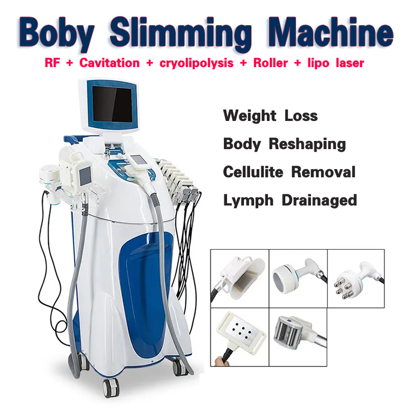 profesional 5 in 1 Vacuum Roller Body Slimming Machine V9 RF cavitation rollers massage device Multifunction Cryolipolysis Machine Weight Loss Skin Ti