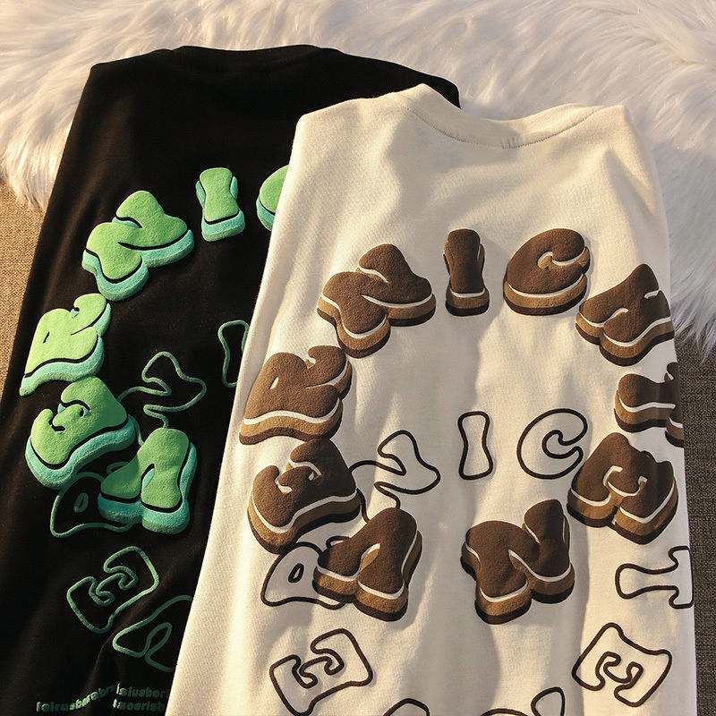 Mens TShirts American vintage fashion alphabetic short sleeve Tshirt men summer loose niche high street bf couple top graphic t shirts y2k 230417