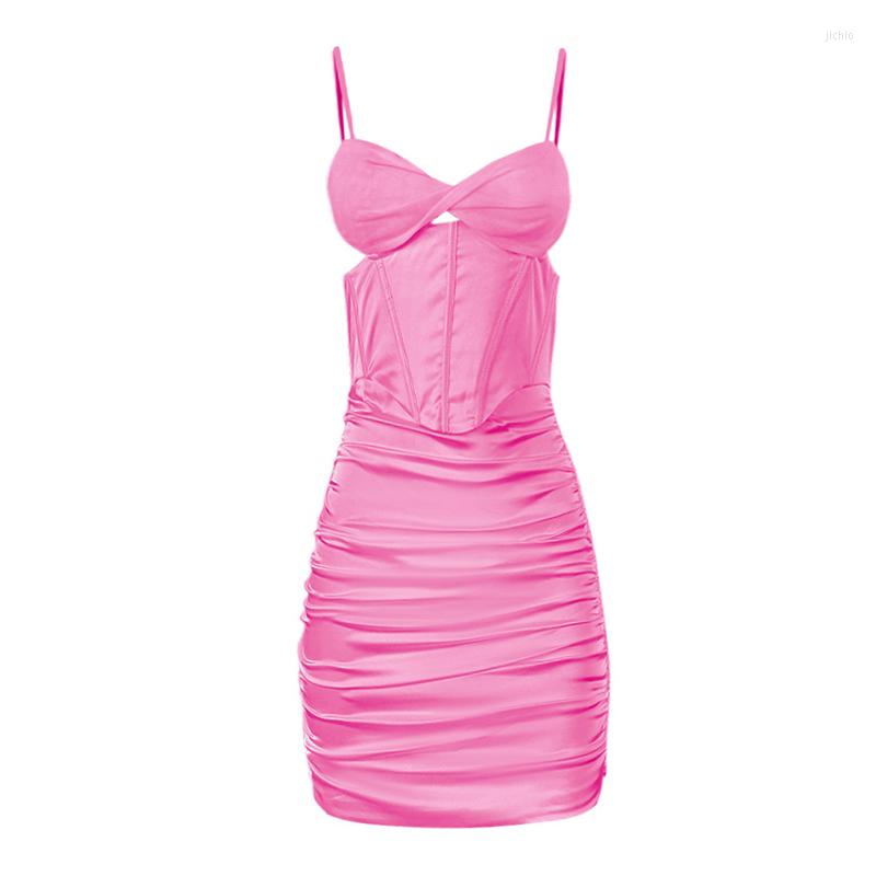 Casual Dresses High Quality Night Club Sexy Cut Out Boned Corset Ruched Bodycon Mini Dress Women Summer White Party Backless Slip