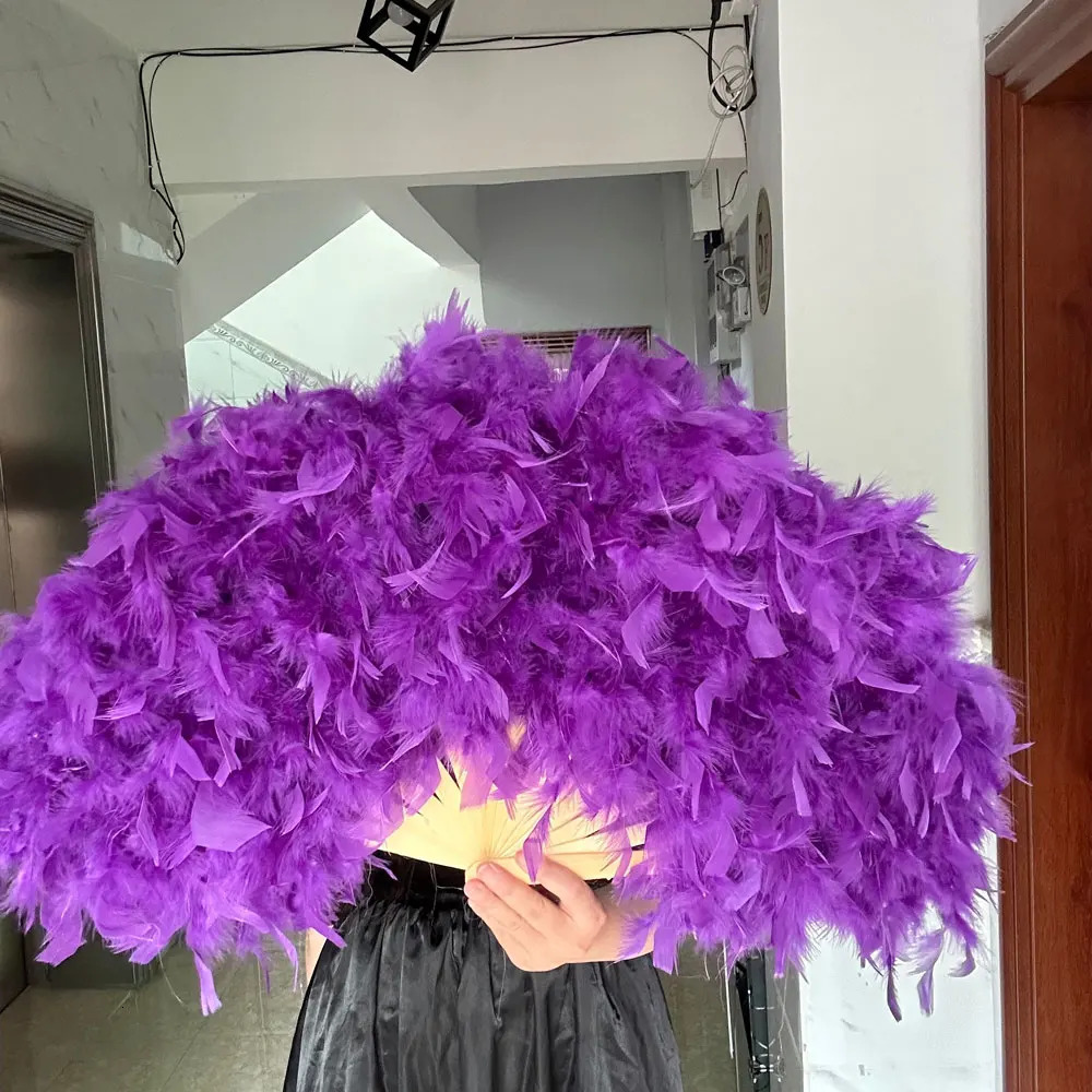 Other Event Party Supplies 7040cm Large Pink Feather Fan Pography Props Stage Performance Dance Lolita Folding Wedding Decoration 231117