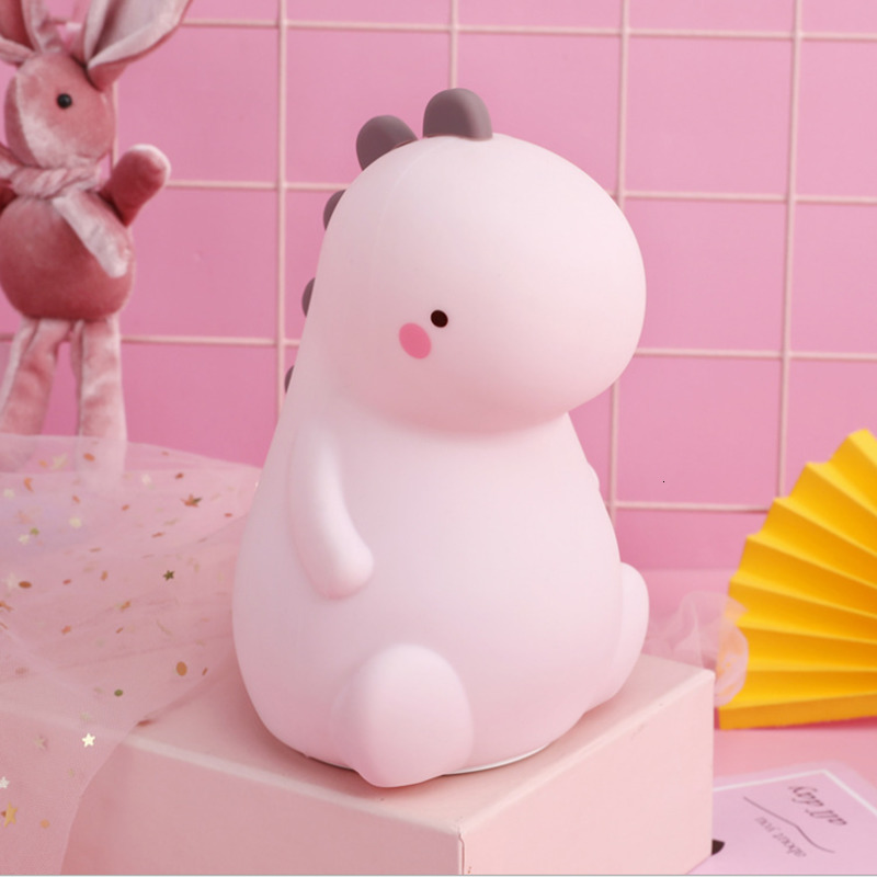 Lamps Shades Silicone Cartoon Led Night Light USB Recharge Dinosaur Night Lamp Battery Power for Baby Gift Child Christmas Present Home Decor 230418