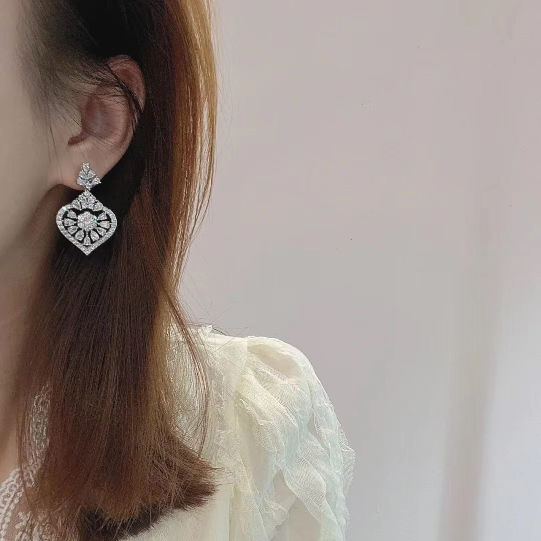 Choucong Ins Top Sell Dangle Earrings Sparkling Luxury Jewelry 925 Sterling Silver Water Drop 5A Cubic Zircon CZ Diamond Gemstones Party Tassels Women