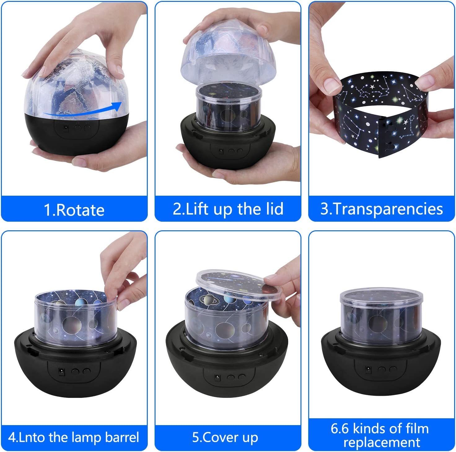 Lamps Shades Bluetooth Starry Sky Night Light Planet Magic Projector Universe LED Lamp Colorful Rotate Flashing Star Kids Baby Christmas Gift 230418