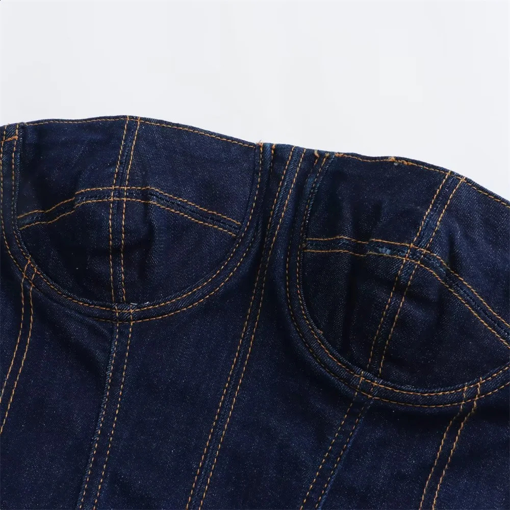 Basic Casual Dresses UNIZERA Autumn Sexy One Shoulder Bra Sleeveless Tight Bag Hip Midi Denim Dress 231118