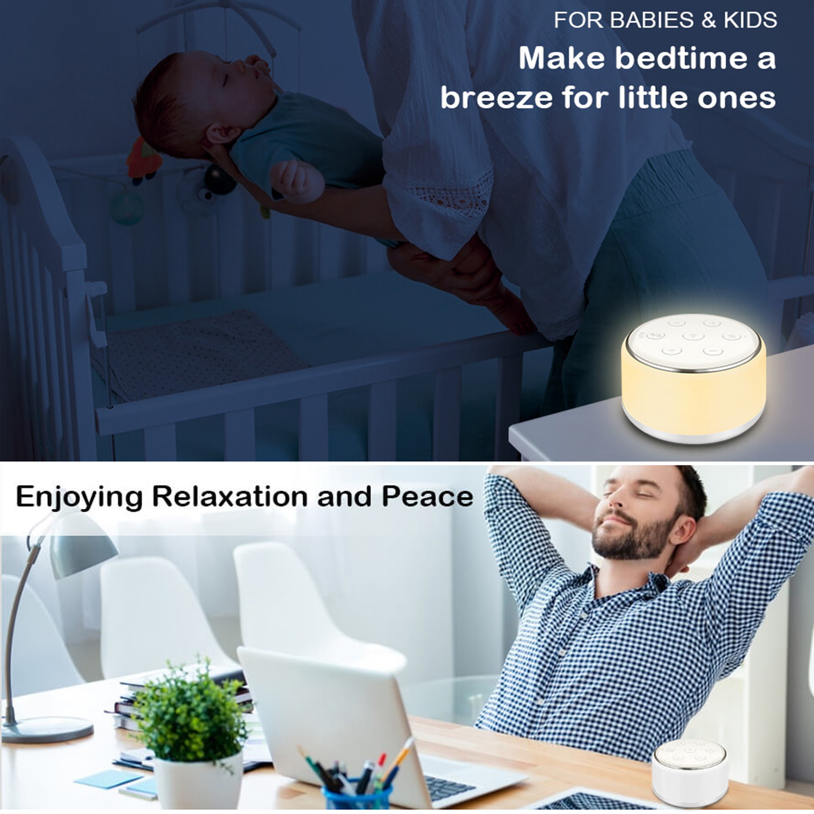 Baby Monitor Camera Desktop White Noise Machine Sleep Sound Machine for Baby Sleep Soother 7 Colors Night Light 34 Soothing Sounds 30/60/90min Timer 2