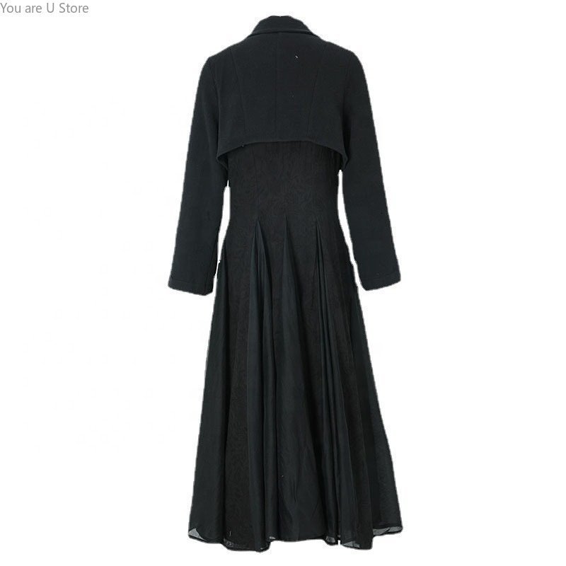 Women's Jackets s Jacquard Linen Cotton Dress Elegant Loose Pleated Long Maxi Casual Dresse 230417