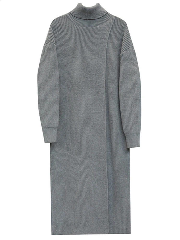 Basic Casual Dresses Womens Orange Knitted Long Stitch Large Size Dress Turtle Neck Sleeve Loose Fit Fashion Spring Autumn 1DE5886 231118