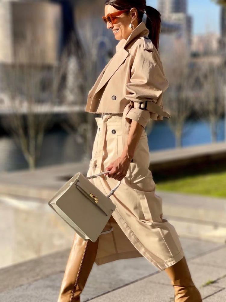 Women's Jacket 2023 Fashion Loose Cropped cut out style Trench Coat Vintage Long Sleeve Female Outerwear Chic Overcoat 230417
