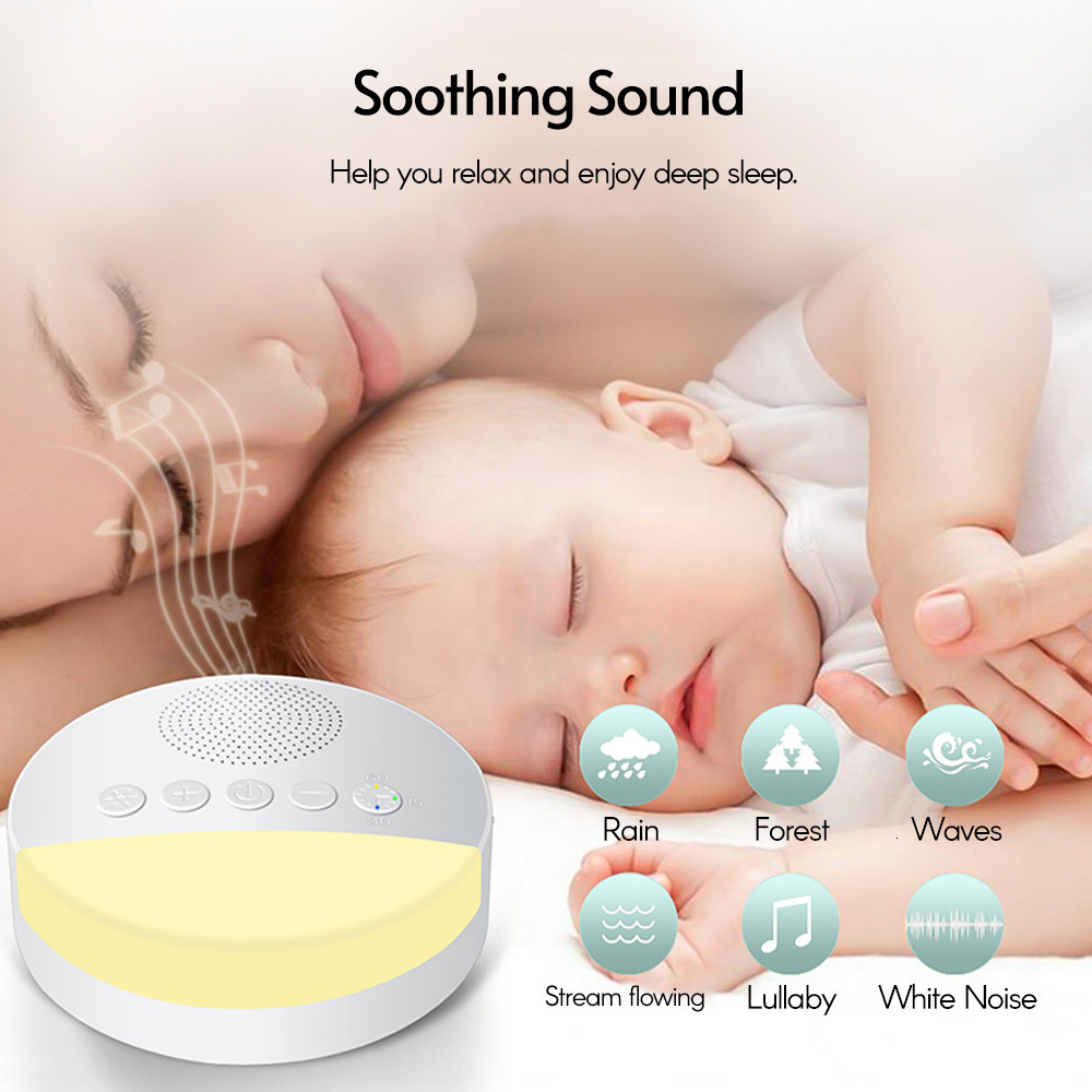 Baby Monitor Camera White Noise Sleep Machine Built-in 6 Soothing Sound Soft Breath Light 15/30/60 Intelligent Timing For Baby Adult Office Travel 230