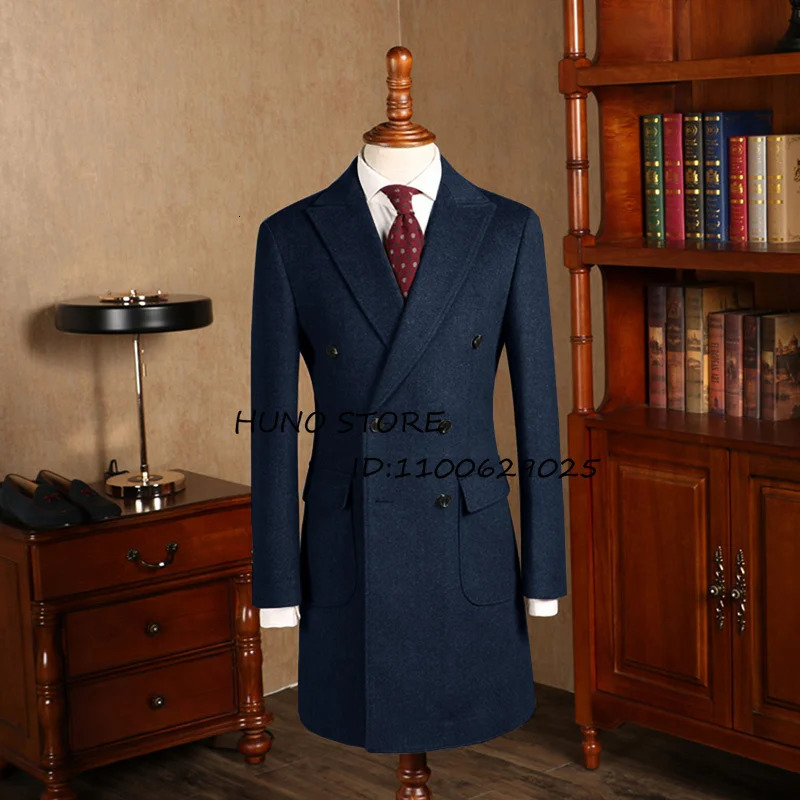 Men's Wool Blends Winter Coat Double Breasted Lapel Dress Wedding Dinner Party Custom Male's Slim Fit Jacket 231201
