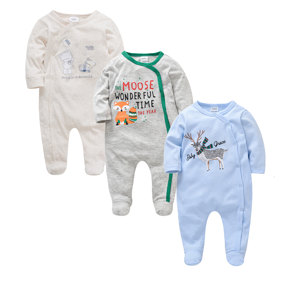 Rompers 2/3 pcs set Baby Rompers 0-12 months Cotton Autumn Winter Overalls Cartoon Print born Clothes Infant Toddlers Jumpsuit 230418