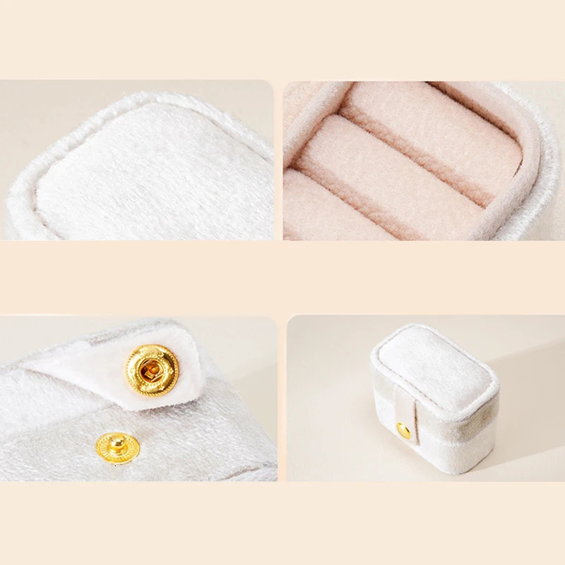 Jewelry Boxes Mini Portable Soft Pearl Velvet Box For Travel Necklace Earring Ring Storage High Grade Women Organizer Case 231117