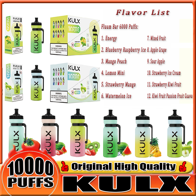 Original Kulx 10000 puffs Disposable E Cigarettes Airflow Control 10000 puffs Device RGB Light 0% 2% 3% 5% Optional 10K Puffs Vape Pen 10 Flavors kit
Original Kulx 10000 puffs Disposable E Cigarettes Airflow Control 10000 puffs Device RGB Light 0% 2% 3% 5% Optional 10K Puffs Vape Pen 10 Flavors kit