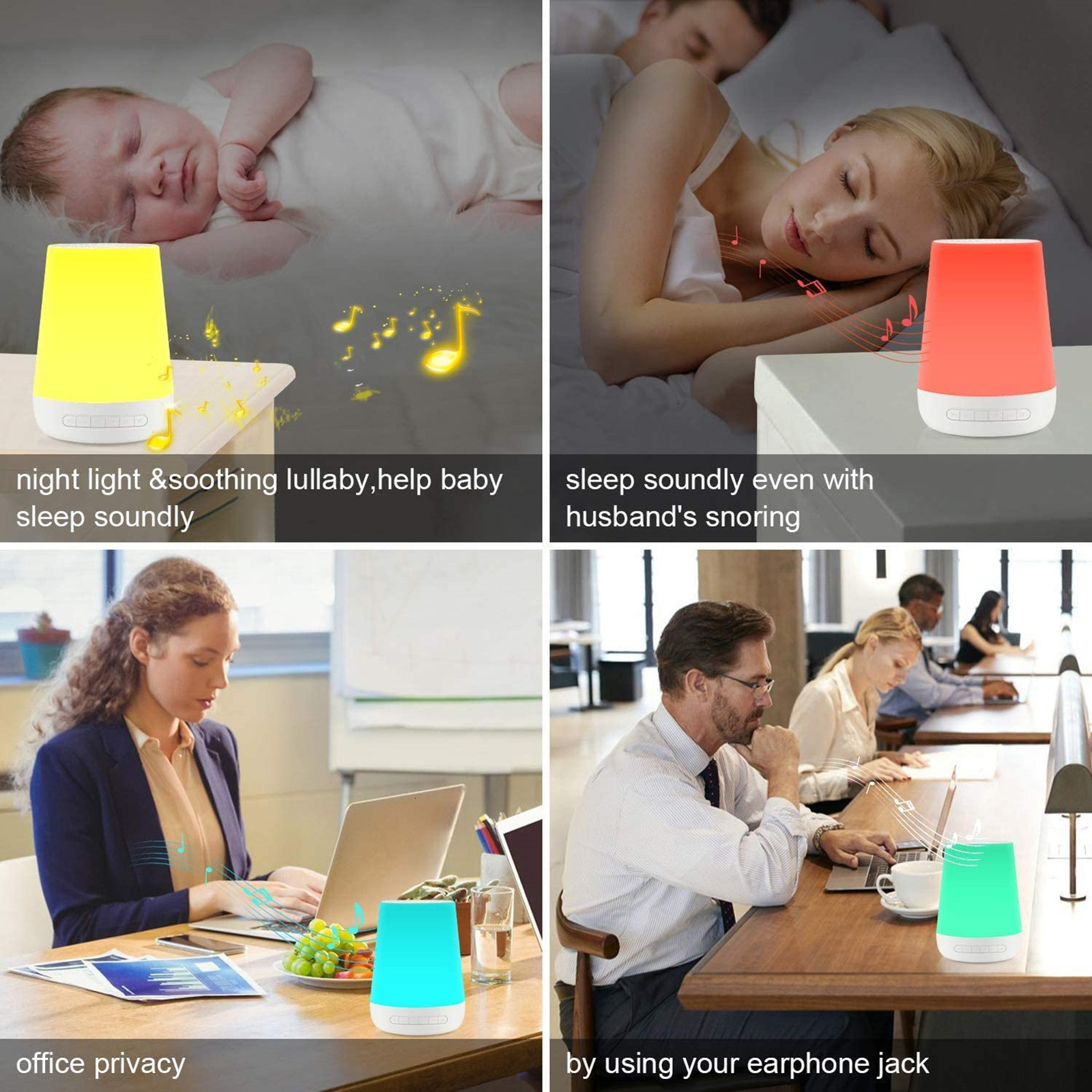 Baby Monitor Camera Smart White Noise Machine Baby Sleep Sound Machine Colorful Night Lights 34 Soothing Sounds Supports APP Remote Control 230418