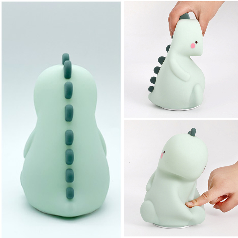 Lamps Shades Silicone Cartoon Led Night Light USB Recharge Dinosaur Night Lamp Battery Power for Baby Gift Child Christmas Present Home Decor 230418