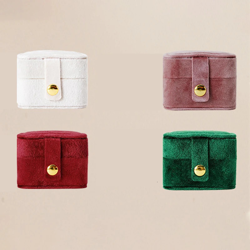 Jewelry Boxes Mini Portable Soft Pearl Velvet Box For Travel Necklace Earring Ring Storage High Grade Women Organizer Case 231117
