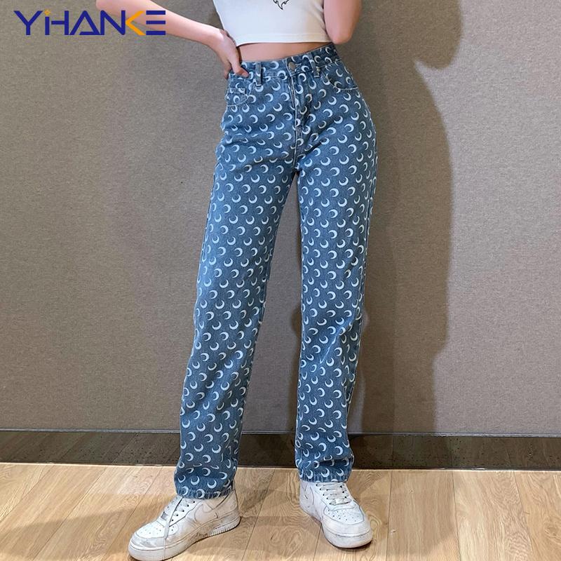 Jeans Moon Print Pants Straight Leg Mom Jeans Women High Waist Denim Trousers Slim Streetwear 2022 Fashion Y2k Style Baggy Clothing, Light blue
Jeans Moon Print Pants Straight Leg Mom Jeans Women High Waist Denim Trousers Slim Streetwear 2022 Fashion Y2k Style Baggy Clothing, Light blue