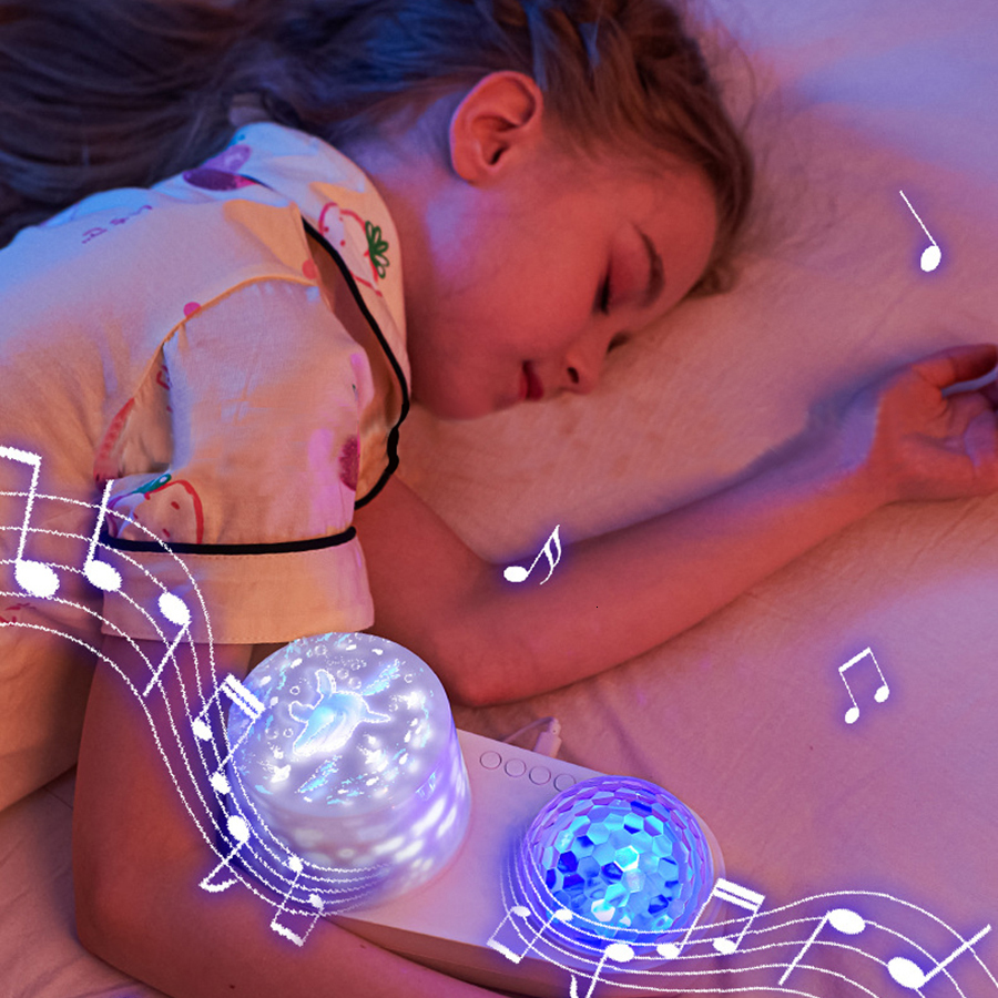 Lamps Shades Galaxy Starry Projector Night Light With Bluetooth Colorful Ocean Rotate 3D Music Night Lamp For Kids Baby Christmas Gift 230418