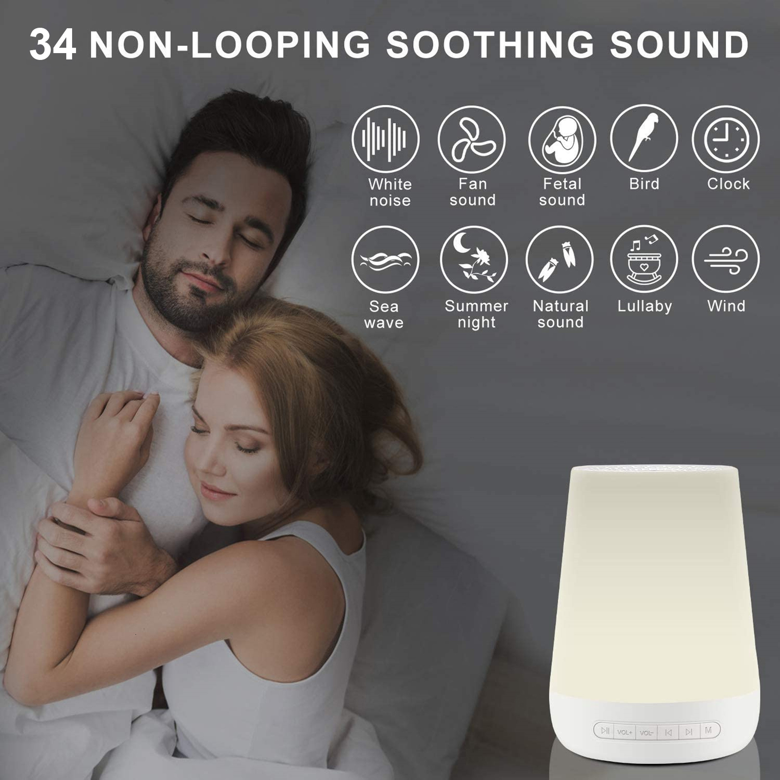 Baby Monitor Camera Smart White Noise Machine Baby Sleep Sound Machine Colorful Night Lights 34 Soothing Sounds Supports APP Remote Control 230418