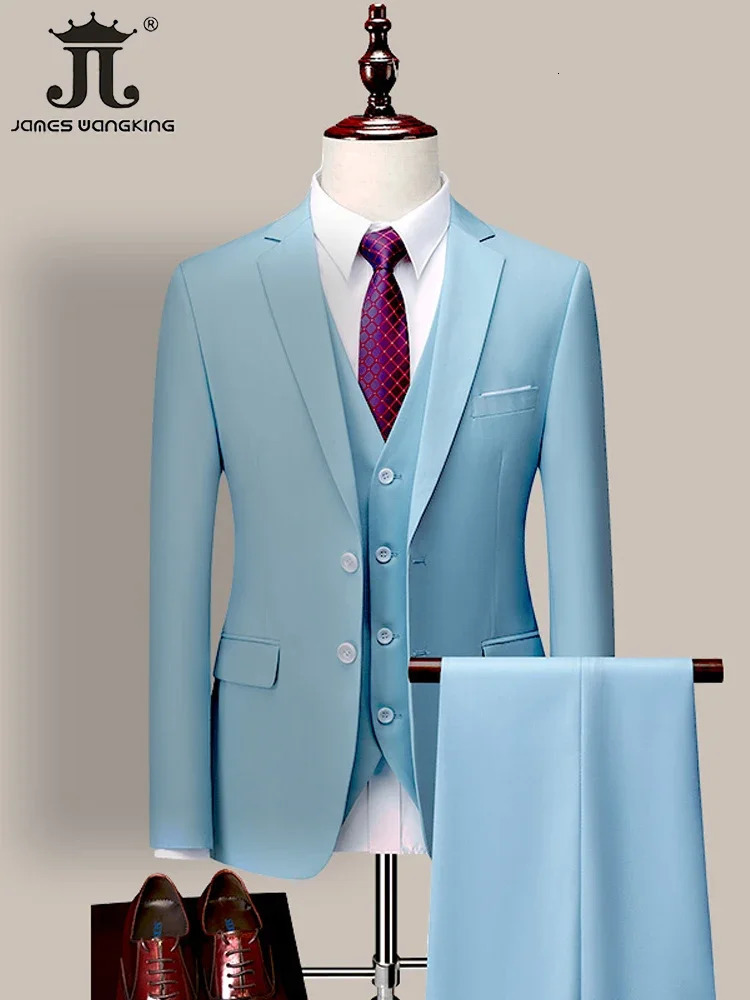 Men's Suits Blazers 14 Color M-6XL Jacket VestPants High-end Formal Business Mens Suit Three-piece Groom Dress Solid Color Suit 231117