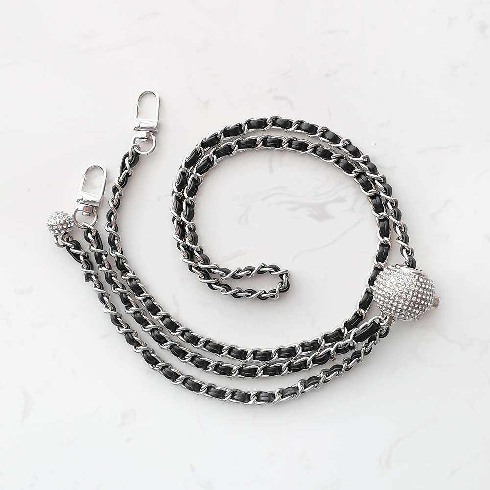 Bag Parts Accessories Bag Accessories Bag Chain DIY PU Leather Metal Bag Strap Adjustable Shoulder Belt Chic Golden Ball for Crossbody Replacement 230
