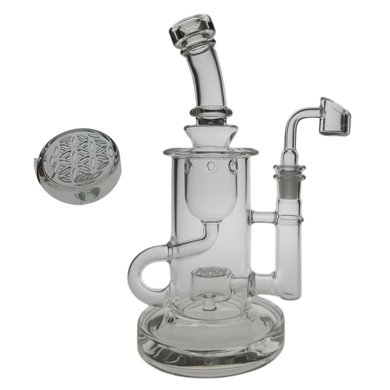 Image of SAML Klein Bong Hookahs SOL Dab Rig Glass Recycler Smoking Flower Water Pipe Seed Of Life joint Size 14.4mm Thick Base PG3003(FC-Klein)