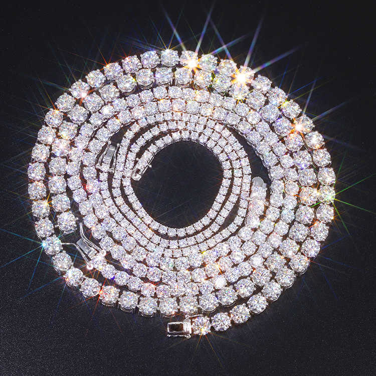 Free Fire Pass Diamond Test Real 925 Silver 2mm 3mm 4mm 5mm 65mm Wide Moissanite Diamond Jewelry Tennis Bracelet/necklace Chain