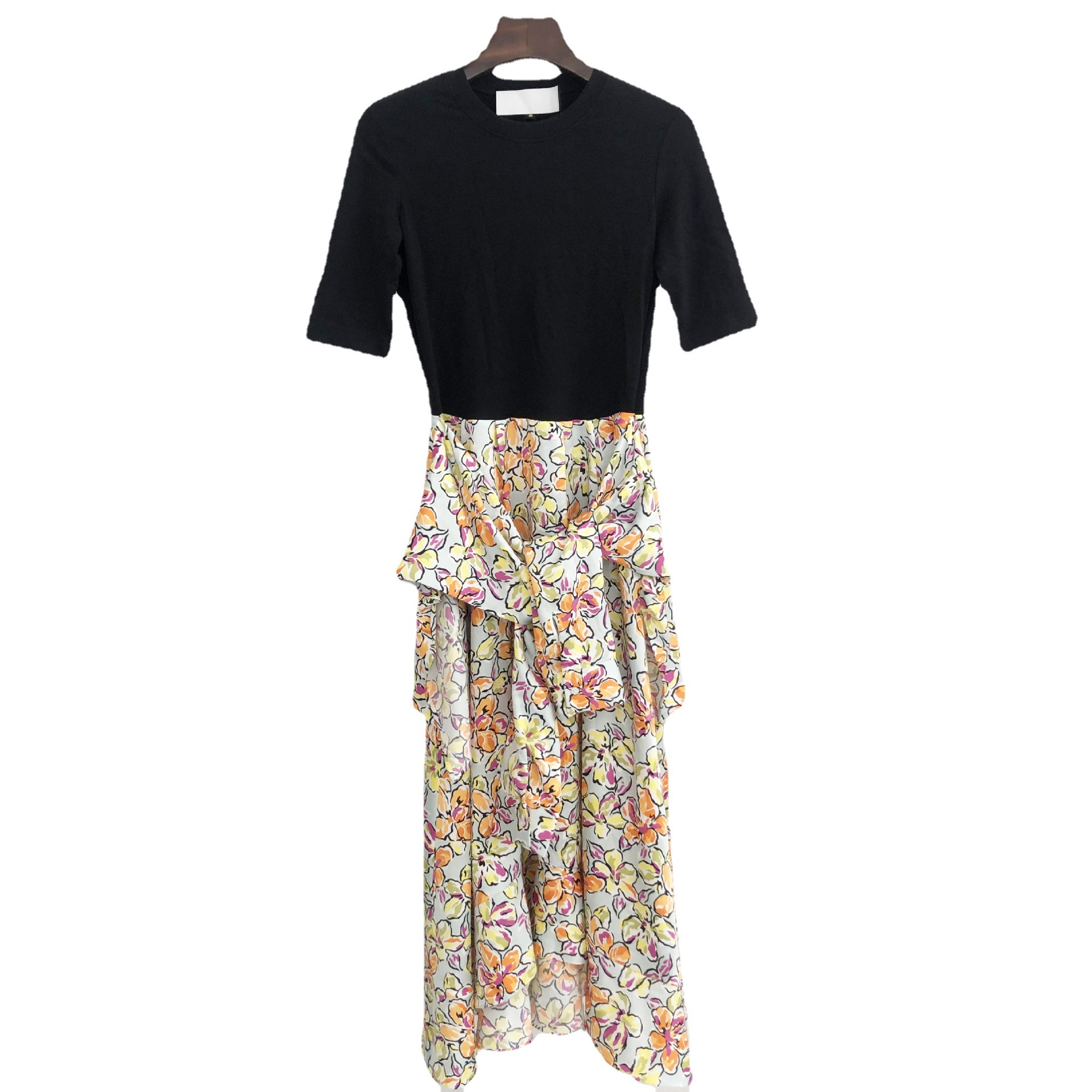 Casual Dresses Maje Floral Printed Two-Piece High Waisted Short Sleeves Dress for Women-size-s-L